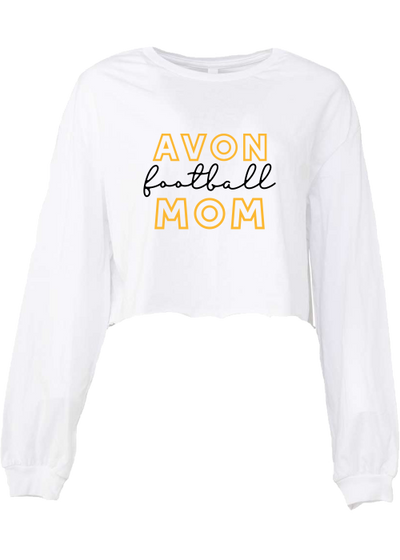 Avon Football Mom Crop Long Sleeve Tee - Y&S Designs, LLC