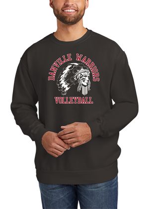 Danville Warriors Volleyball Ring Spun Crewneck Sweatshirt - Y&S Designs, LLC