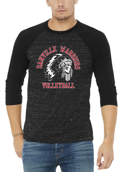 Danville Warriors Volleyball Unisex 3/4-Sleeve Baseball Tee - Y&S Designs, LLC