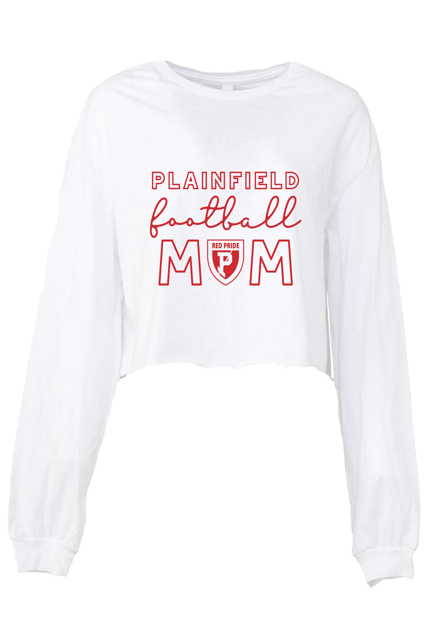 Plainfield Football Mom Crop Long Sleeve Tee - Y&S Designs, LLC