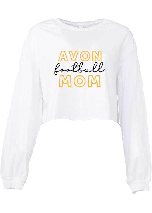 Avon Football Mom Crop Long Sleeve Tee - Y&S Designs, LLC