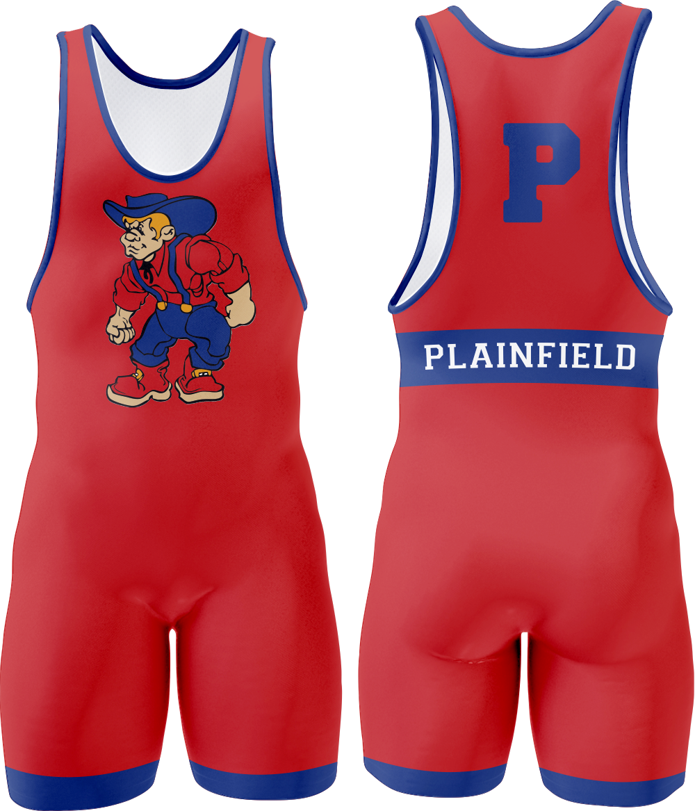 Plainfield Wrestling Full Custom Singlet - RED - Y&S Designs, LLC