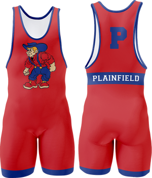 Plainfield Wrestling Full Custom Singlet - RED - Y&S Designs, LLC