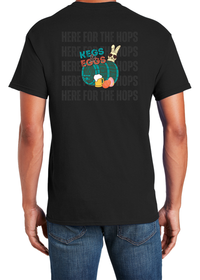 Kegs & Eggs T-Shirt Here for the Hops Circle Gray Tone - YSD